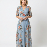 Elowen | Floral Wrap V Neck Maxi Dress